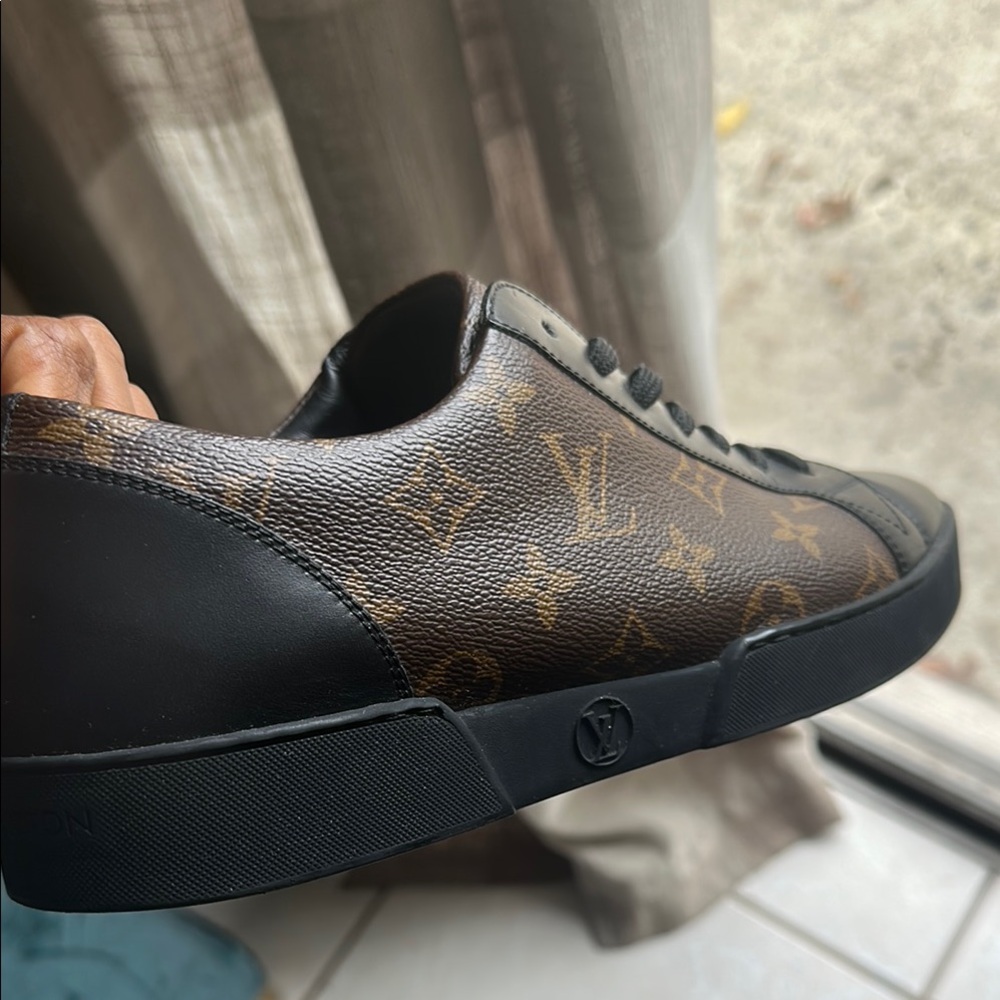 Authentic Louis Vuitton Men's Black and Brown Sneakers - Picture 4 of 7